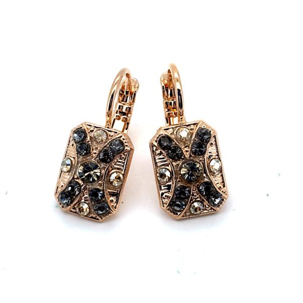 Earrings by Mariana Woman Elegant Black Diamond and Clear Swarovski Crystals