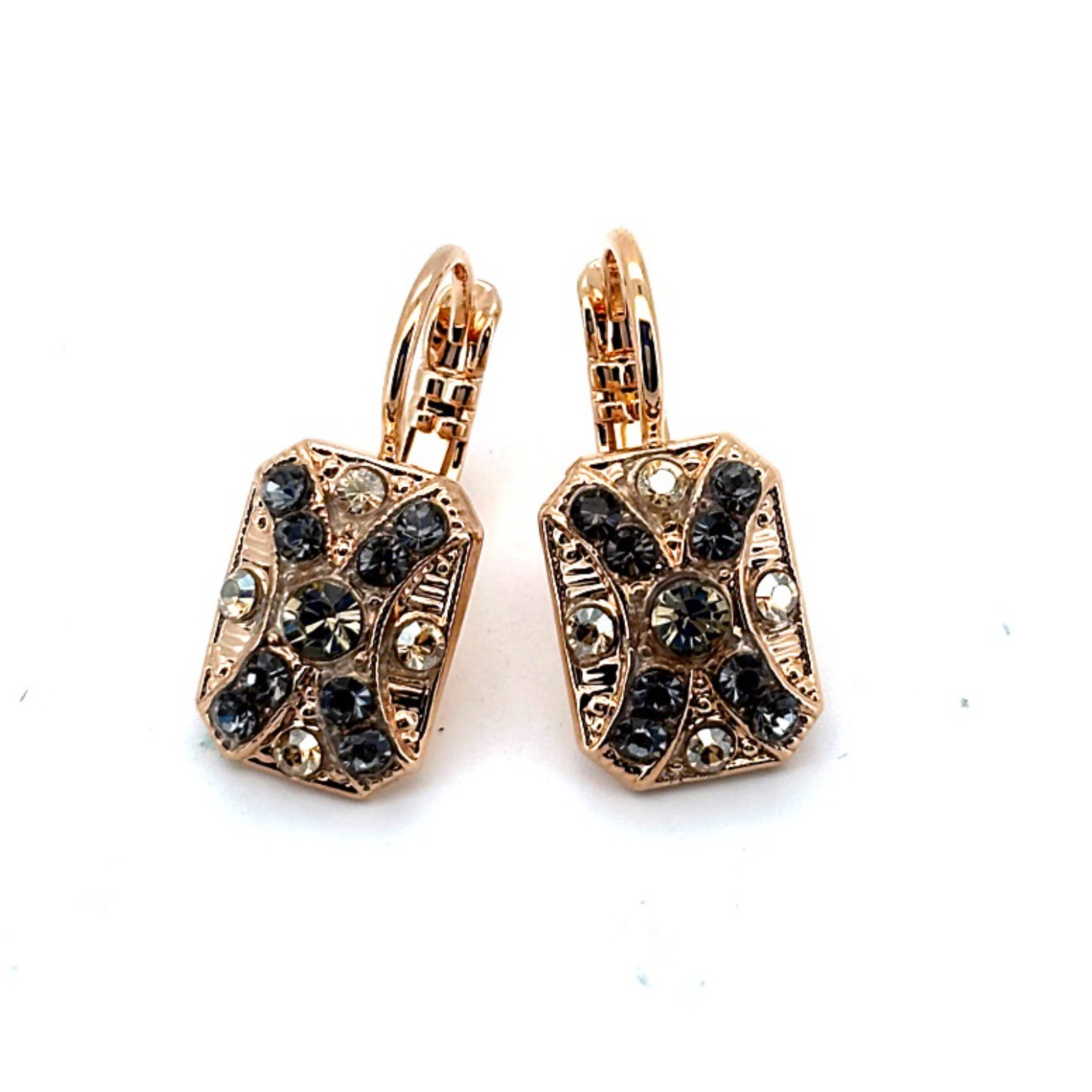 E-1080-2-1908-RG6 (3) Earrings by Mariana Woman Elegant Black Diamond and Clear Swarovski Crystals - Image 1