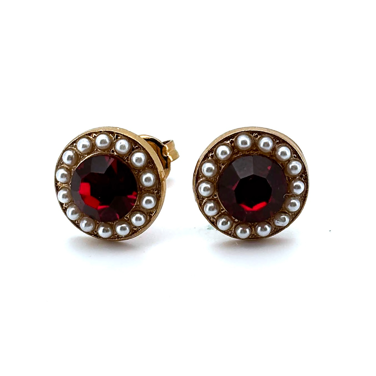 E-1129-139501-EG2 (1) Earrings by Mariana Woman Stunning Ruby and Pearl Swarovski Crystals - Image 1
