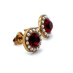 Earrings by Mariana Woman Stunning Ruby and Pearl Swarovski Crystals - Image 3