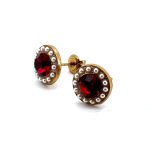 Earrings by Mariana Woman Stunning Ruby and Pearl Swarovski Crystals - Image 2