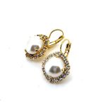 Earrings by Mariana Woman Elegant Pearl and Clear Swarovski Crystals - Image 2