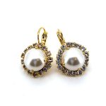 Earrings by Mariana Woman Elegant Pearl and Clear Swarovski Crystals