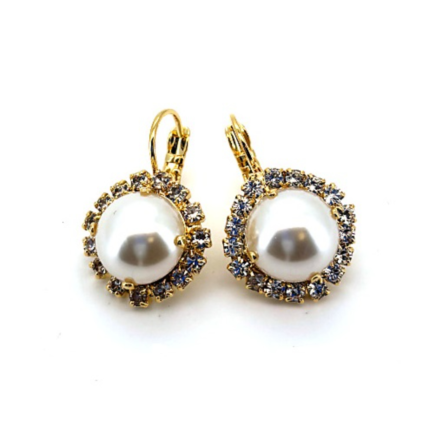 E-1137-1R-001139-YG6 (3) Earrings by Mariana Woman Elegant Pearl and Clear Swarovski Crystals - Image 1