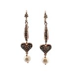Earrings by Mariana Woman Dangling Pearl Mineral and Clear Swarovski Crystals