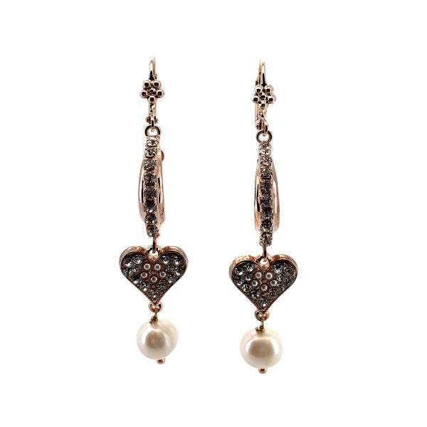 Earrings by Mariana Woman Dangling Pearl Mineral and Clear Swarovski Crystals