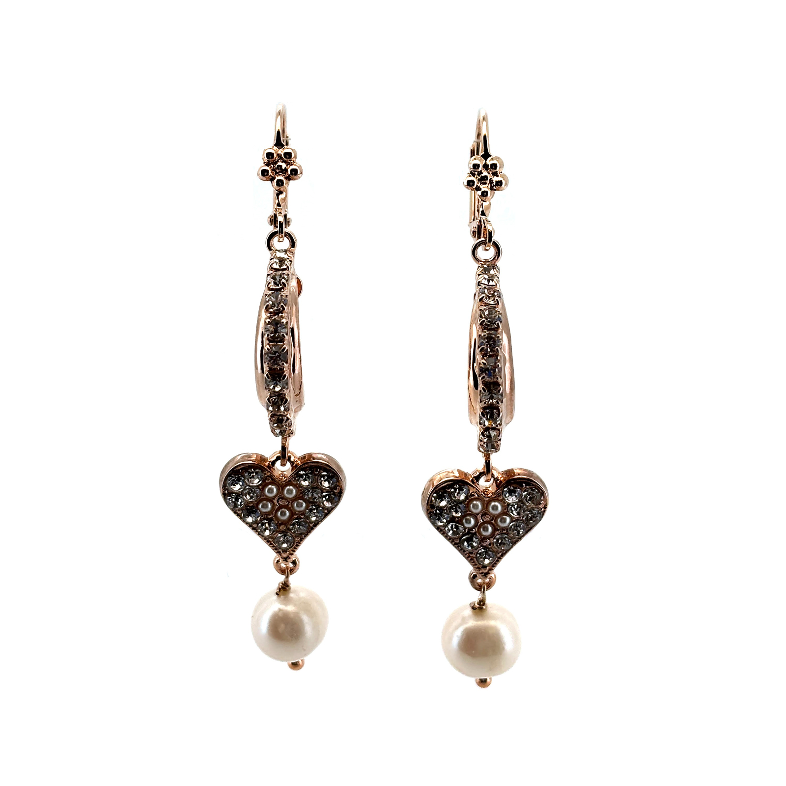 E-1253-2-001M48-RG1 (1) Earrings by Mariana Woman Dangling Pearl Mineral and Clear Swarovski Crystals - Image 1