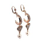 Earrings by Mariana Woman Dangling Pearl Mineral and Clear Swarovski Crystals - Image 3