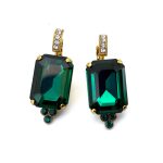 Earrings by Mariana Woman Luxurious Emerald and Clear Swarovski Crystals