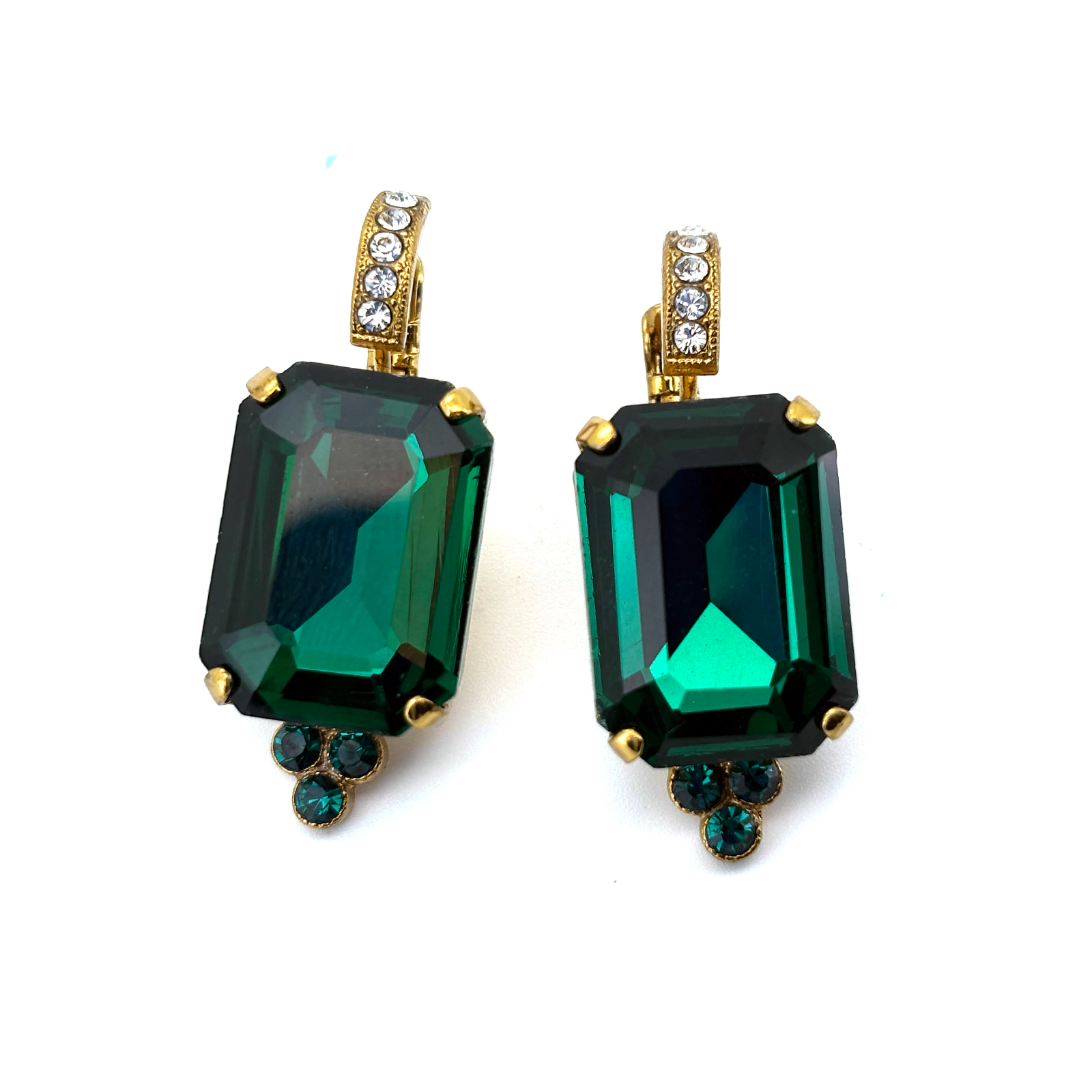 E-1283-1-001205-BR6 (1) Earrings by Mariana Woman Luxurious Emerald and Clear Swarovski Crystals - Image 1