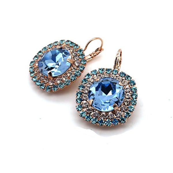 Earrings by Mariana Woman Gorgeous Sapphire and Aquamarine Swarovski Crystals
