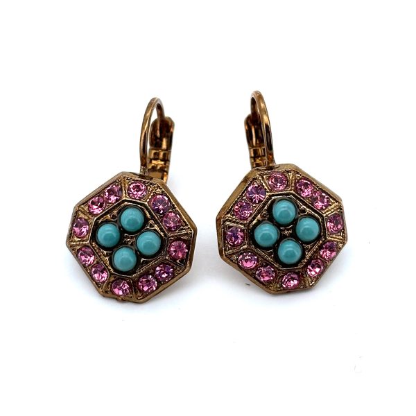 Earrings by Mariana Woman Ethereal Turquoise and Rose Swarovski Crystals