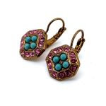 Earrings by Mariana Woman Ethereal Turquoise and Rose Swarovski Crystals - Image 2