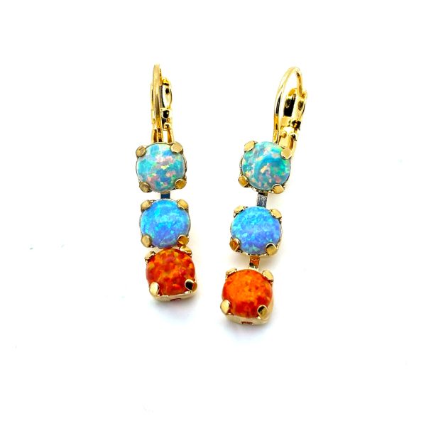 Earrings by Mariana Woman Triple-tier Synthetic Opal Swarovski Crystals