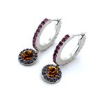 Earrings by Mariana Woman Hoop Fuchsia and Topaz Swarovski Crystals - Image 3