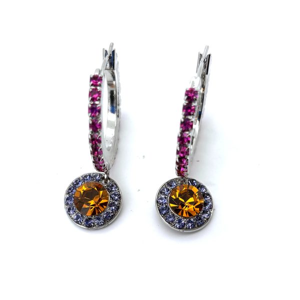 Earrings by Mariana Woman Hoop Fuchsia and Topaz Swarovski Crystals