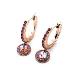 Earrings by Mariana Woman Fab Hoop Astral Pink and Rose Swarovski Crystals - Image 2