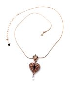 Necklace Pendant by Mariana Woman Sophisticated Heart Jet and Clear Swarovski Crystals - Image 2