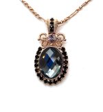 Necklace Pendant by Mariana Woman Elegant Black Diamond and Jet Swarovski Crystals