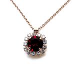 Necklace Pendant by Mariana Woman Stunning Siam and Clear Swarovski Crystals