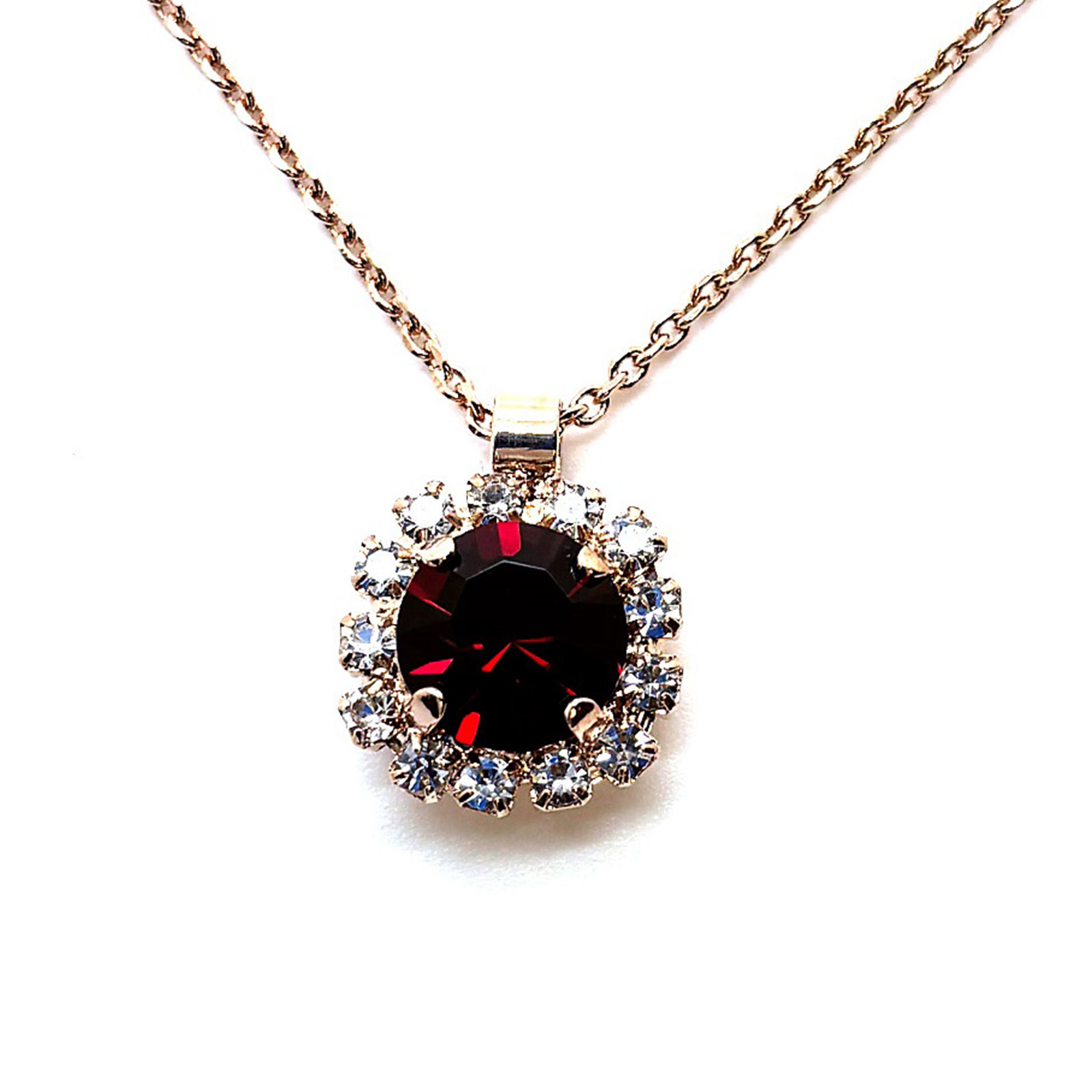 N-5062-30-001208-RG (2) Necklace Pendant by Mariana Woman Stunning Siam and Clear Swarovski Crystals - Image 1