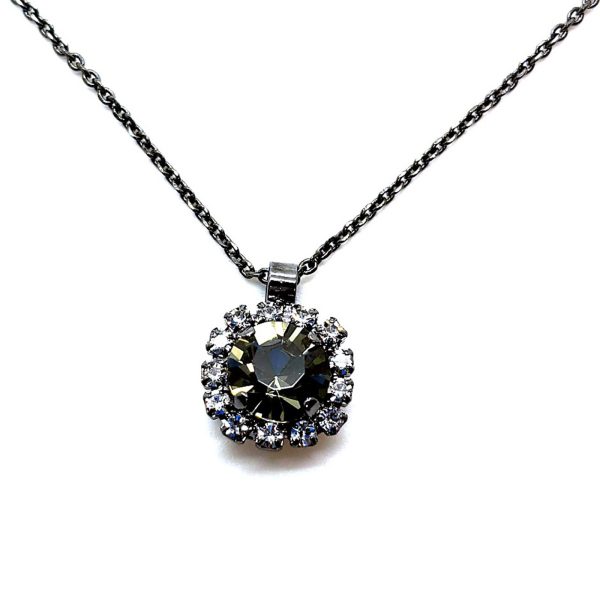 Necklace Pendant by Mariana Woman Luxurious Black Diamond and Clear Swarovski Crystals