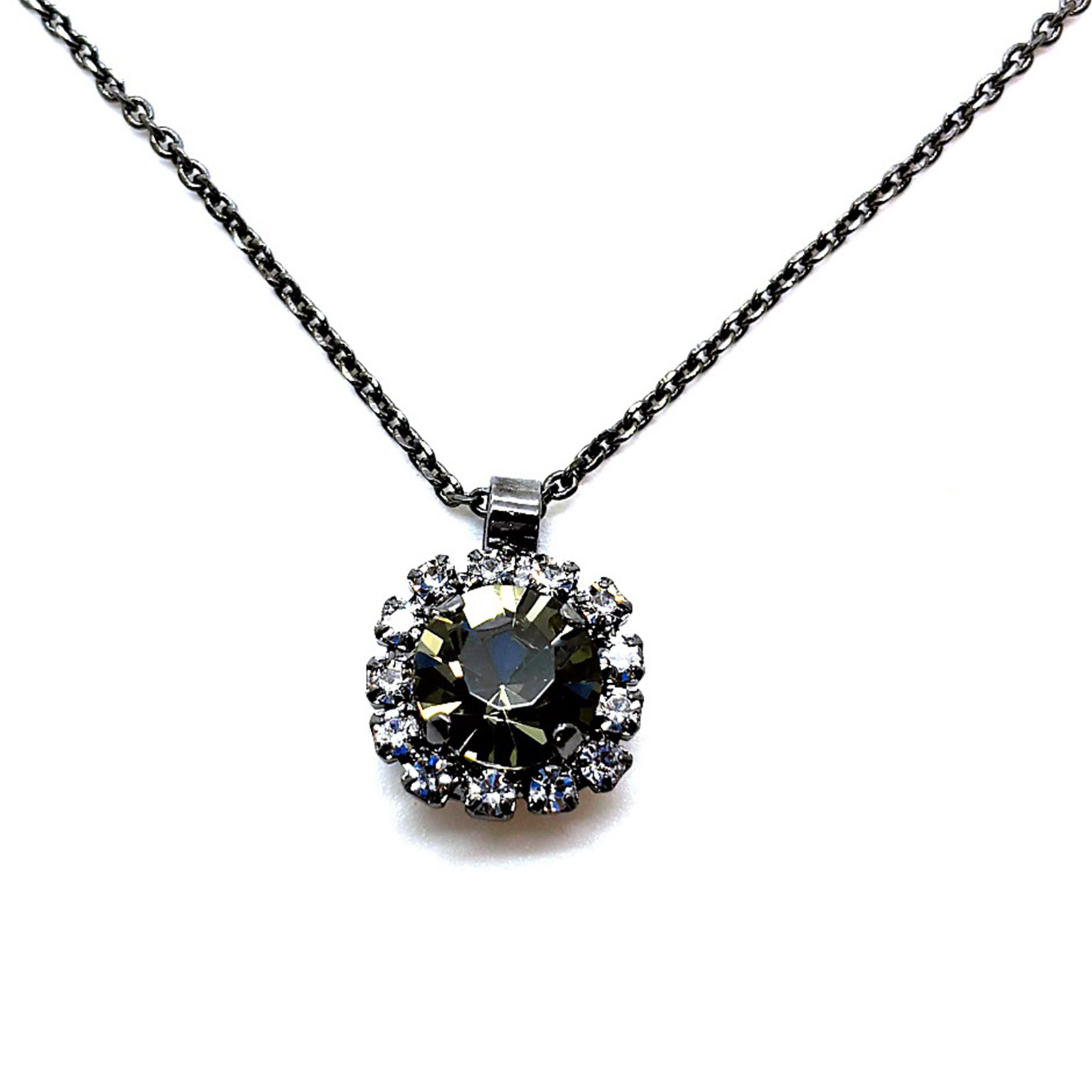 N-5062-30-001215-GR (2) Necklace Pendant by Mariana Woman Luxurious Black Diamond and Clear Swarovski Crystals - Image 1