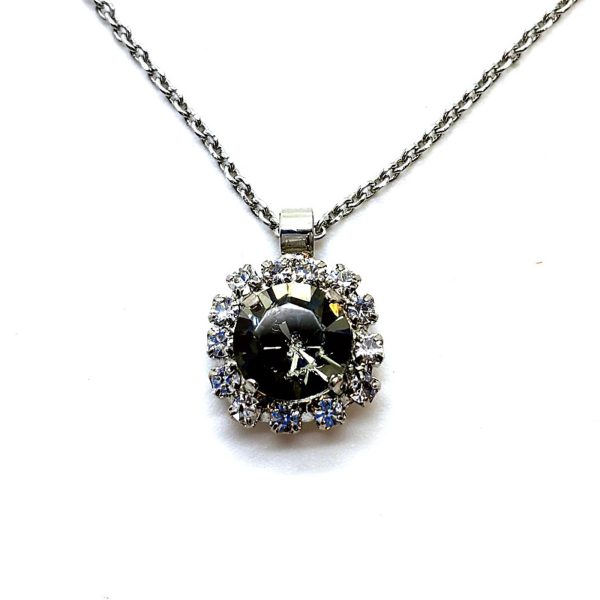 Necklace Pendant by Mariana Woman Elegant Black Diamond and Clear Swarovski Crystals
