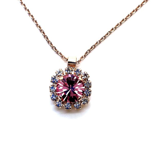 Necklace Pendant by Mariana Woman Lovely Rose and Clear Swarovski Crystals