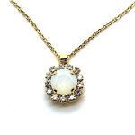 Necklace Pendant by Mariana Woman Timeless Opal and Clear Swarovski Crystals