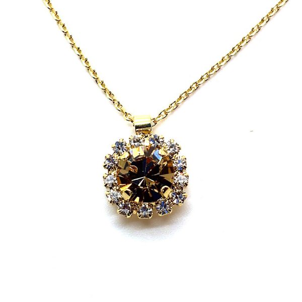 Necklace Pendant by Mariana Woman Ethereal Topaz and Clear Swarovski Crystals