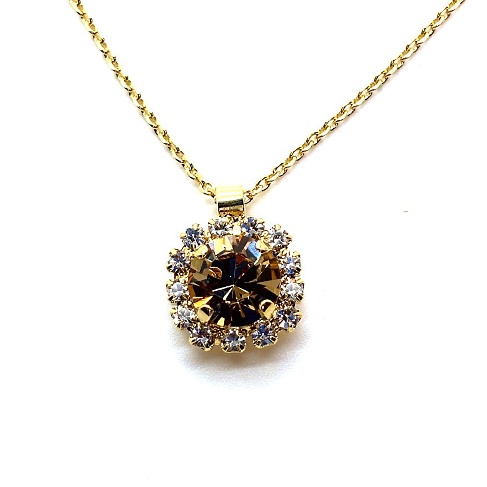 N-5062-30-001246-YG (2) Necklace Pendant by Mariana Woman Ethereal Topaz and Clear Swarovski Crystals - Image 1