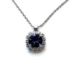 Necklace Pendant by Mariana Woman Glamorous Tanzanite and Clear Swarovski Crystals