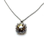 Necklace Pendant by Mariana Woman Alluring Peach and Clear Swarovski Crystals