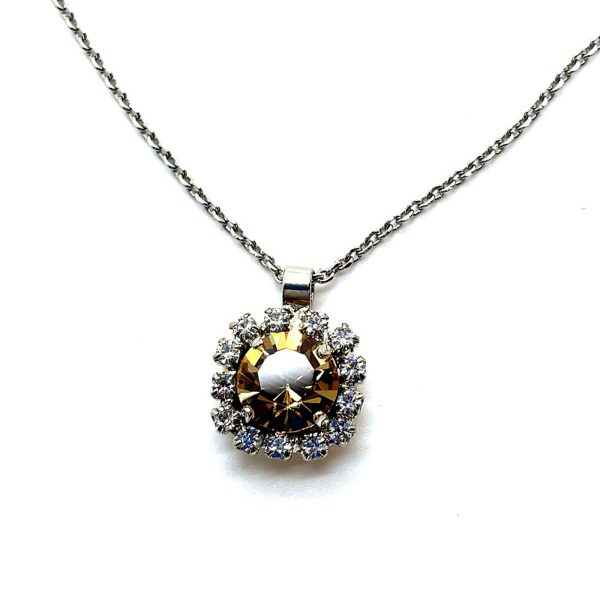 Necklace Pendant by Mariana Woman Alluring Peach and Clear Swarovski Crystals