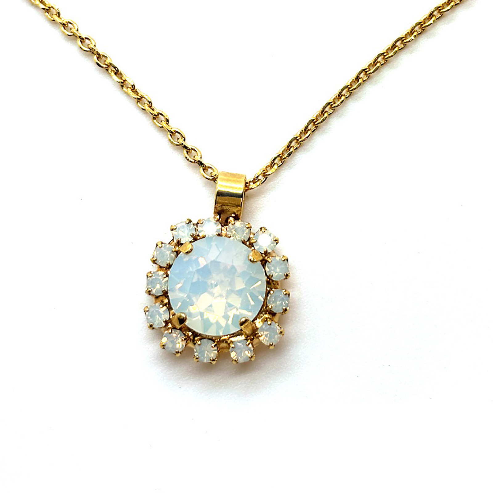 N-5062-30-234234-YG (2) Necklace Pendant by Mariana Woman Timeless White Opal Swarovski Crystals - Image 1