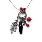 Necklace Pendant by Mariana Woman Sophisticated Red and Jet Swarovski Crystals