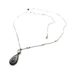 Necklace Pendant by Mariana Woman Exquisite White Shell Mineral and Jet Swarovski Crystals - Image 3