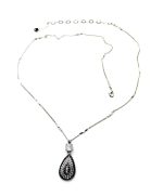 Necklace Pendant by Mariana Woman Exquisite White Shell Mineral and Jet Swarovski Crystals - Image 2