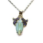 Necklace Pendant by Mariana Woman Elegant Green and Tanzanite Swarovski Crystals