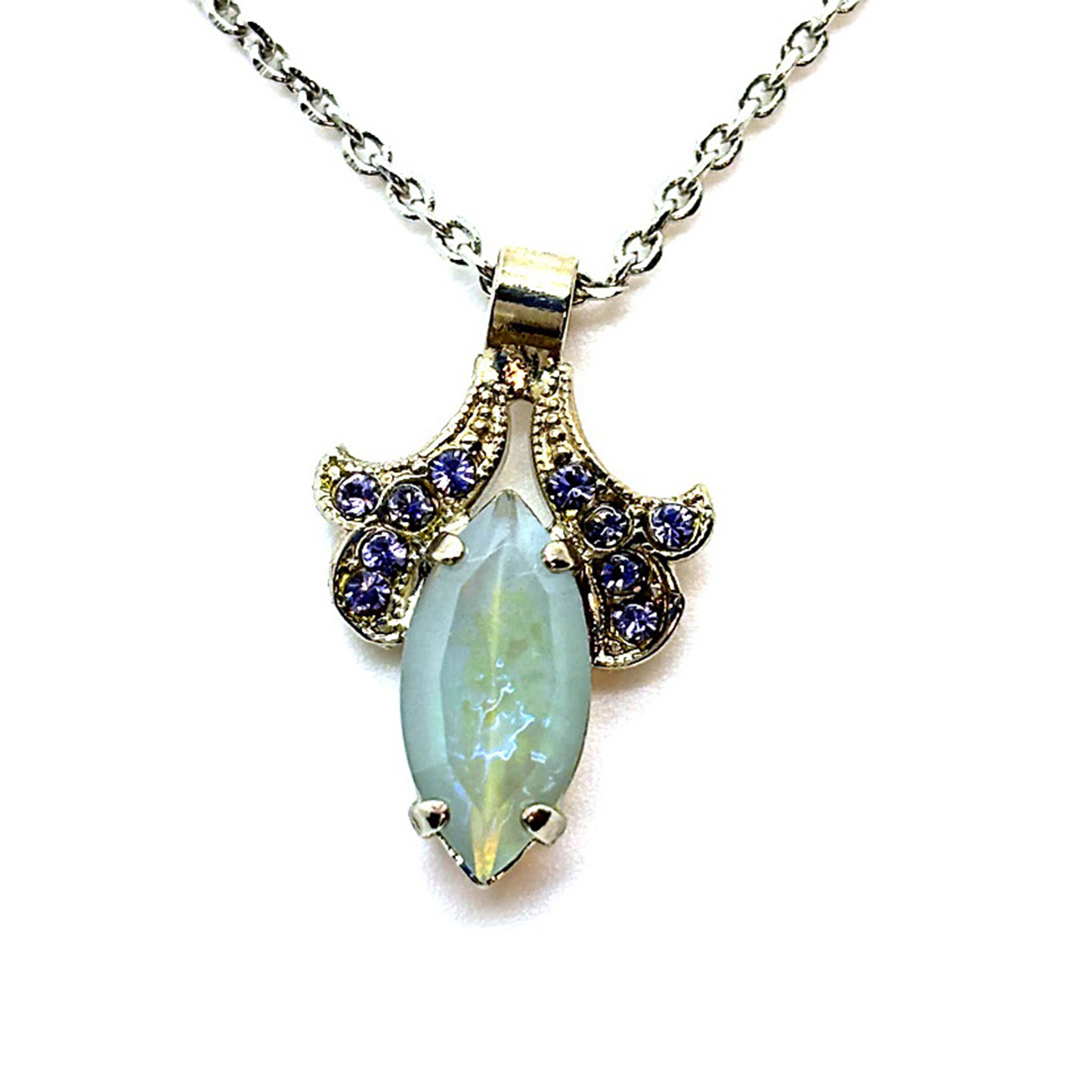 N-5096-3-1138-RO (2) Necklace Pendant by Mariana Woman Elegant Green and Tanzanite Swarovski Crystals - Image 1
