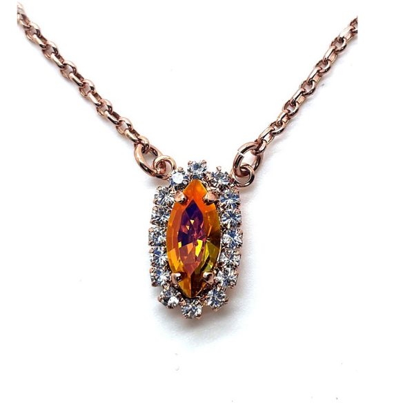 Necklace Pendant by Mariana Woman Elegant Astral Pink and Clear Swarovski Crystals