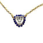 Necklace Pendant by Mariana Woman Heart Shaped Clear and Sapphire Swarovski Crystals