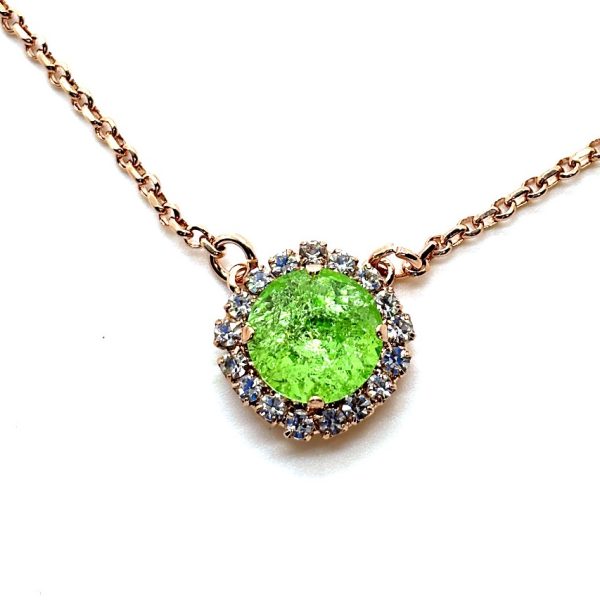 Necklace Pendant by Mariana Woman Beautiful Peridot and Clear Swarovski Crystals