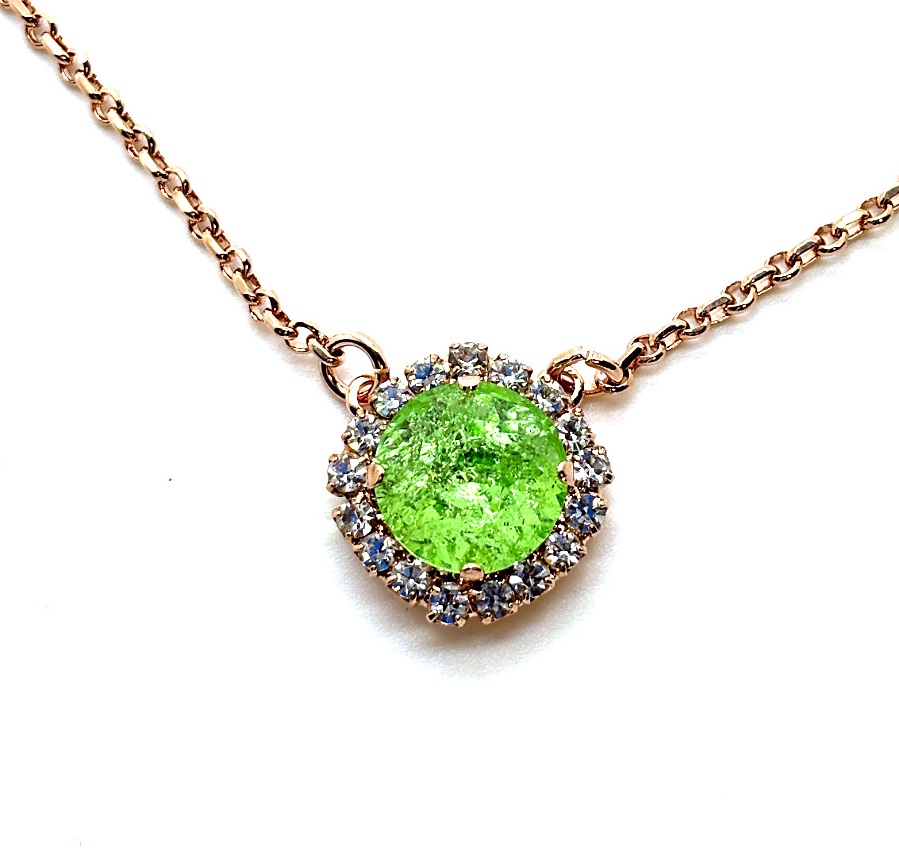 N-5137-20-001214-RG (2) Necklace Pendant by Mariana Woman Beautiful Peridot and Clear Swarovski Crystals - Image 1