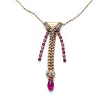 Necklace Pendant by Mariana Woman Stunning Fuchsia and Clear Swarovski Crystals