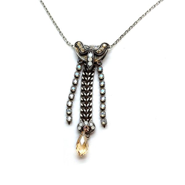 Necklace Pendant by Mariana Woman Sophisticated Golden and Clear Swarovski Crystals