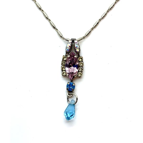 Necklace Pendant by Mariana Woman Beautiful Rose and Sapphire Swarovski Crystals
