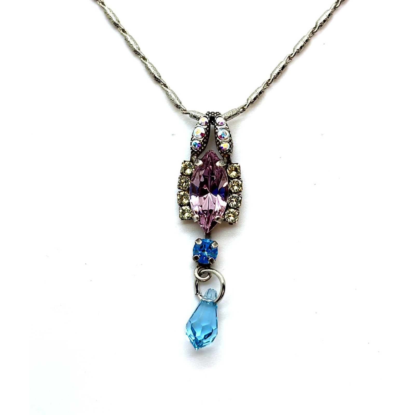 N-5516-1015-SP (2) Necklace Pendant by Mariana Woman Beautiful Rose and Sapphire Swarovski Crystals - Image 1