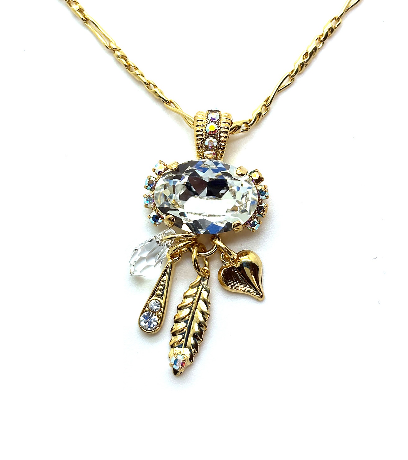 N-5522-001-YG (2) Necklace Pendant by Mariana Woman Timeless Clear and AB Swarovski Crystals - Image 1